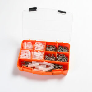 9 bölmeli plastik organizer kutu | Şeffaf kapaklı vidalık ve dübel kutusu 19,5x13,5 boş kutu
